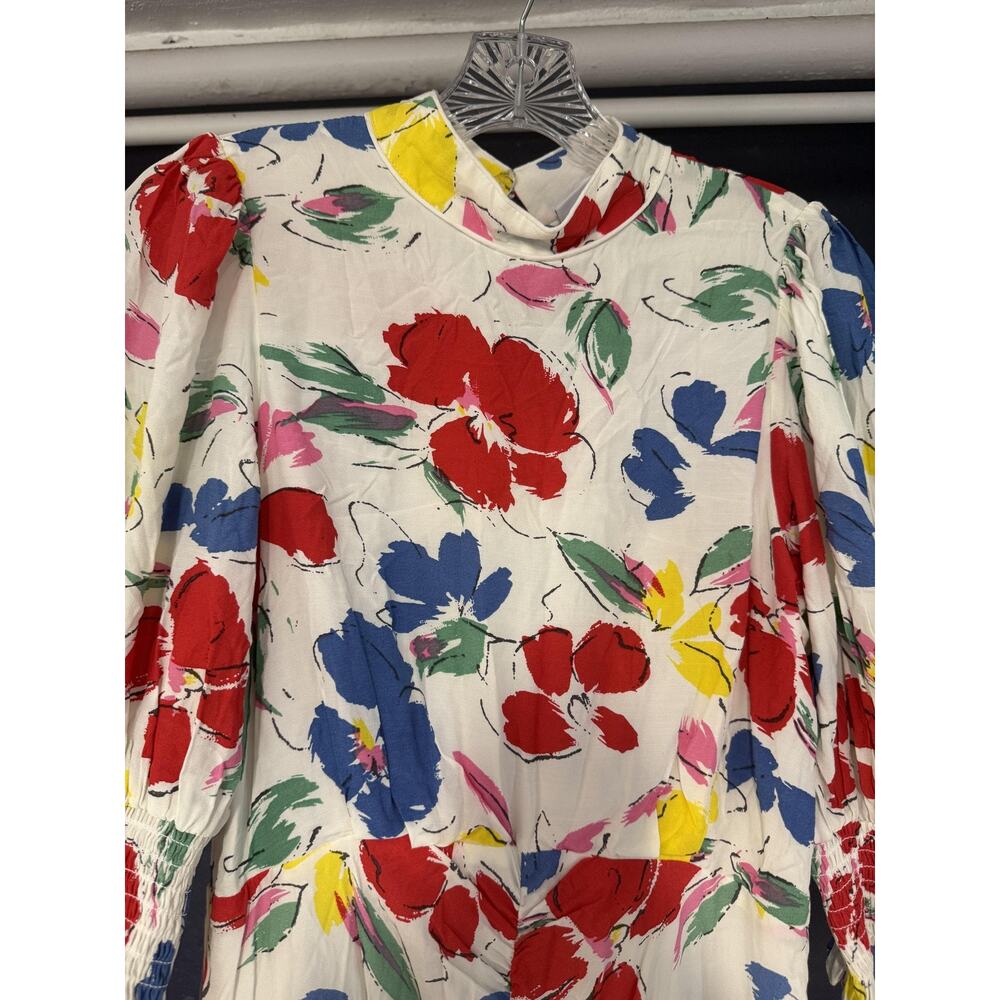 Rixo Dress Womens 4 Floral Multicolor Long Sleeve Maxi Ruffle Hem New Tag Rayon - Picture 8 of 12